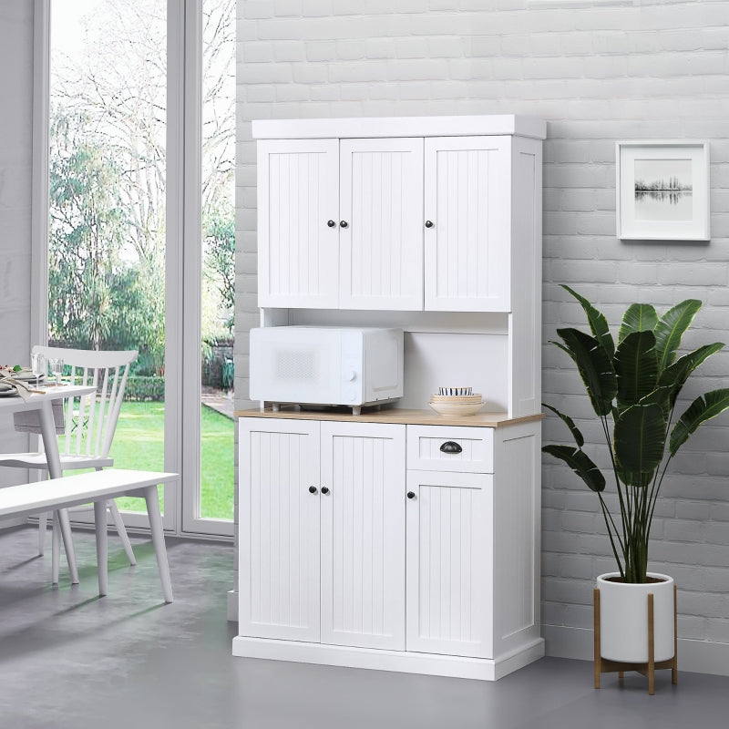 Modern White Kitchen Storage Cabinet with Countertop, Drawer, and Doors
