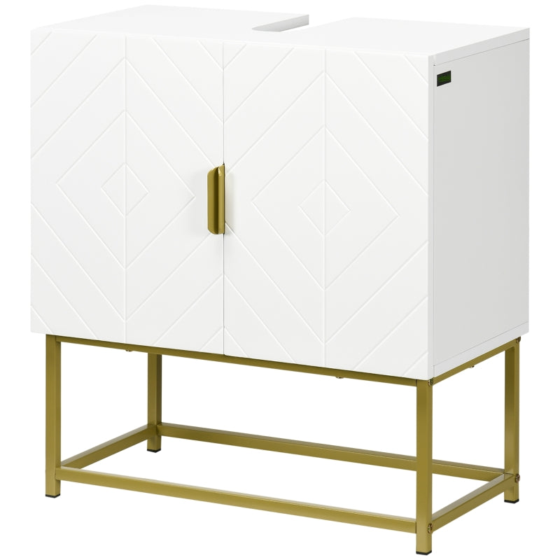 Gold Bathroom Sink Cabinet with 2 Doors and Steel Legs