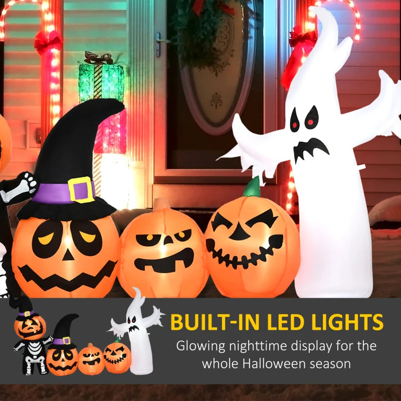 8.5ft Inflatable Halloween Ghosts & Pumpkins Display with LED Lights