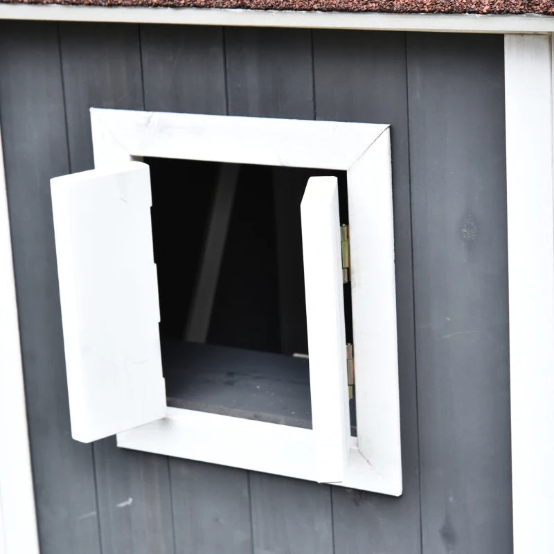 Grey & White Weatherproof Wooden Cat House with 2 Floors