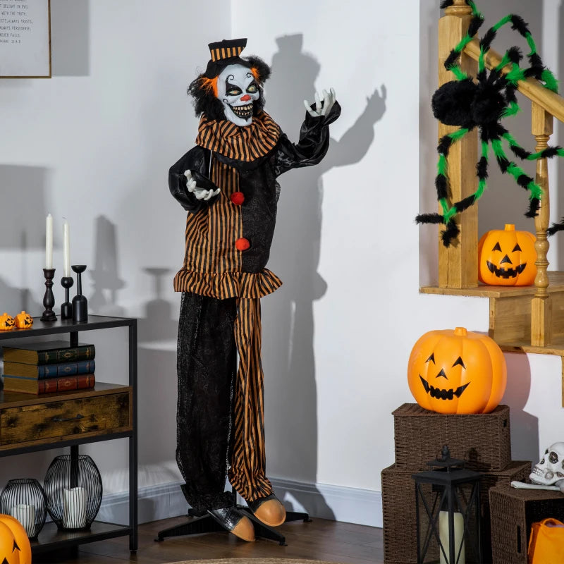 Animated Circus Clown Halloween Decoration with Light-Up Eyes