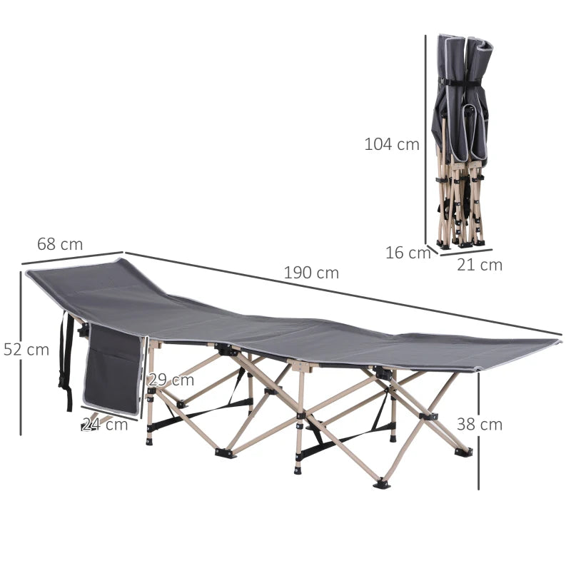 Grey Portable Camping Cot with Carry Bag