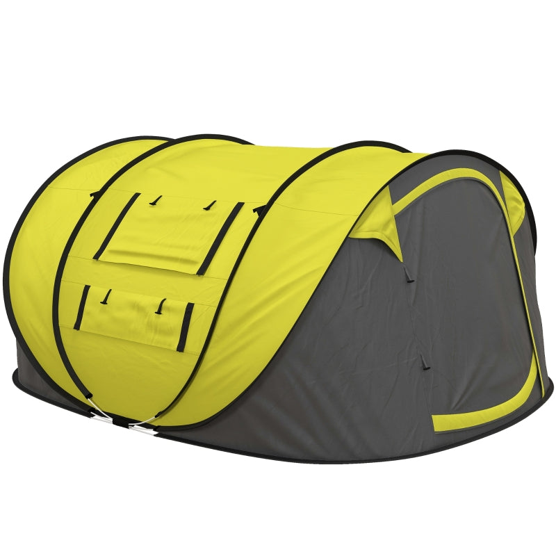 Yellow 4-5 Person Pop-up Waterproof Camping Tent with Windows