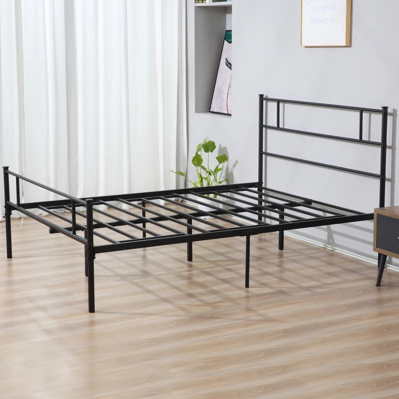 Black Metal King Bed Frame with Storage Space