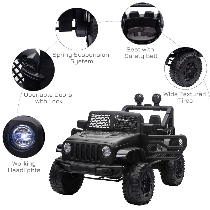 Black Off-Road Electric Ride-On Car for Kids 3-6 Years Old