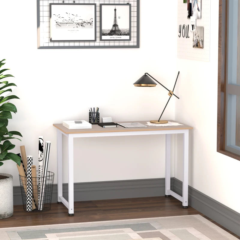 White Metal Frame Computer Desk 120x60x76cm for Home Office