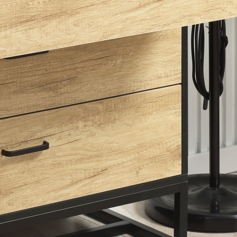 Natural 3-Drawer Steel Frame Storage Cabinet - Bedroom & Living Room Organizer