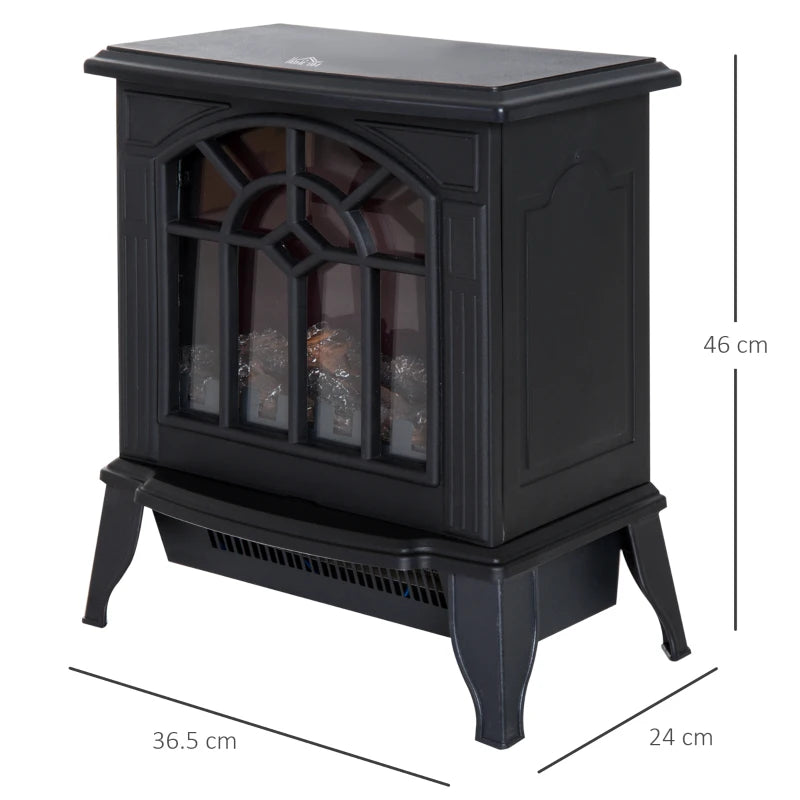 Black Electric Fireplace Heater with LED Flame Effect