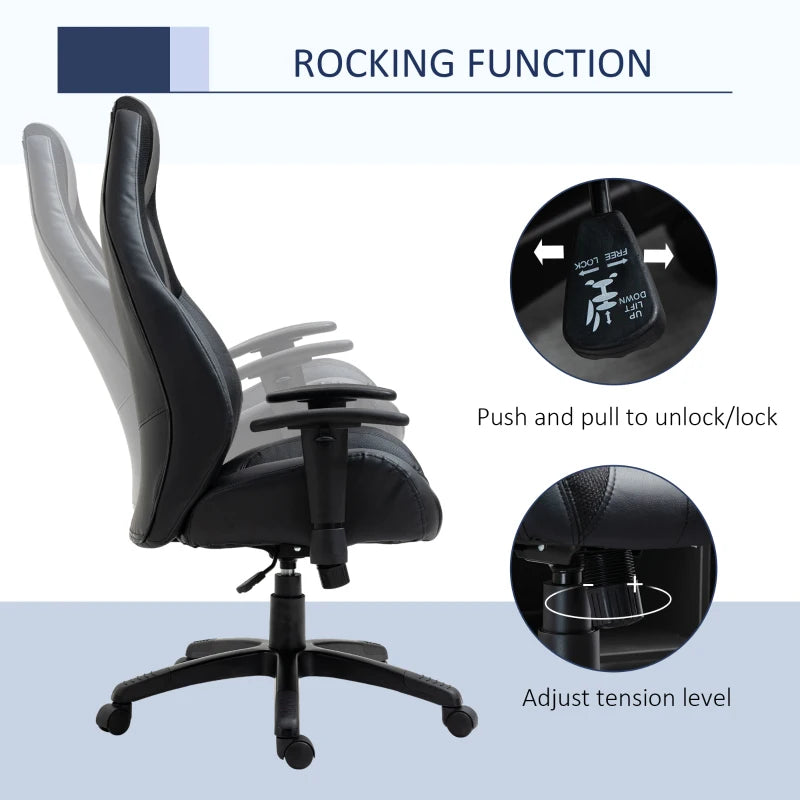 Black Mesh Racing Gaming Chair with High Back & Swivel Wheels