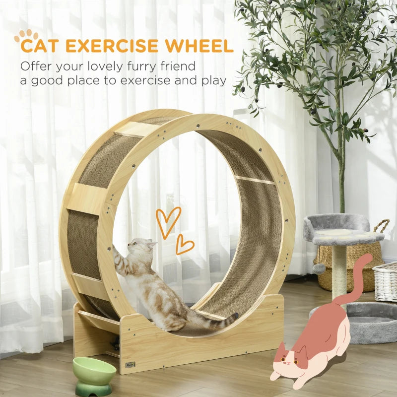 Oak Cat Exercise Wheel with Brake and Scratching Pads