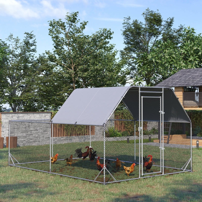 Large Outdoor Chicken Run with Roof, Hen House for 10-12 Chickens, 2.8 x 3.8 x 2 m