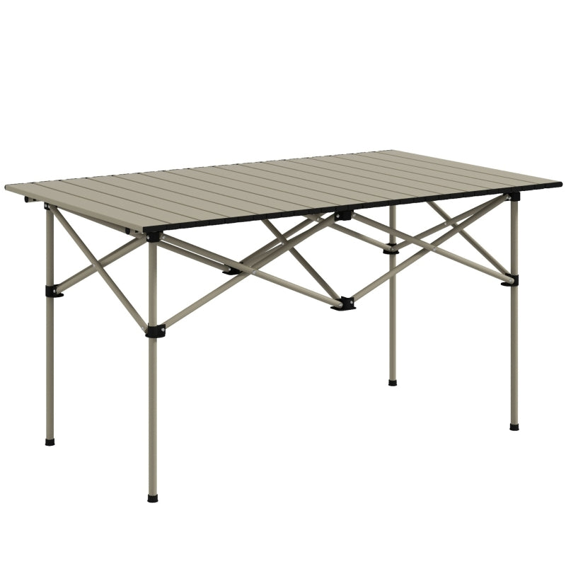 Portable Khaki Aluminium Two-Seater Table with Roll-Up Top