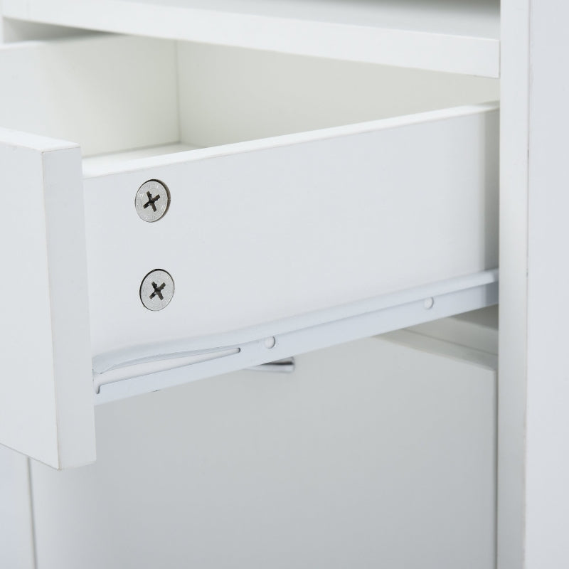 White 60cm Storage Cabinet with Drawer and Open Shelf