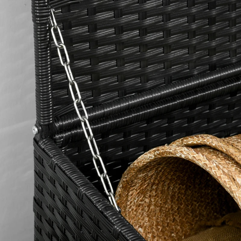 Black Rattan Outdoor Storage Box with Shoe Layer