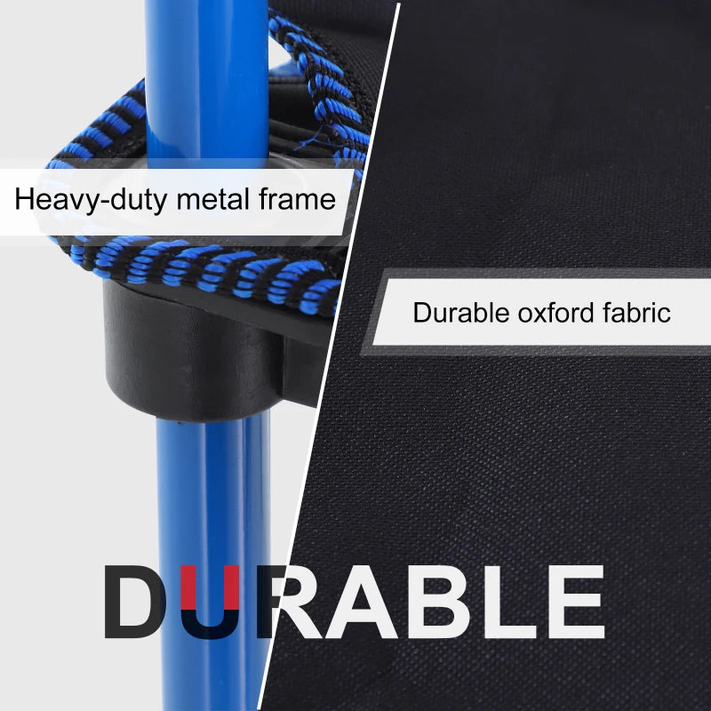 Blue Folding Camping Chair with Cup Holder and Phone Pocket