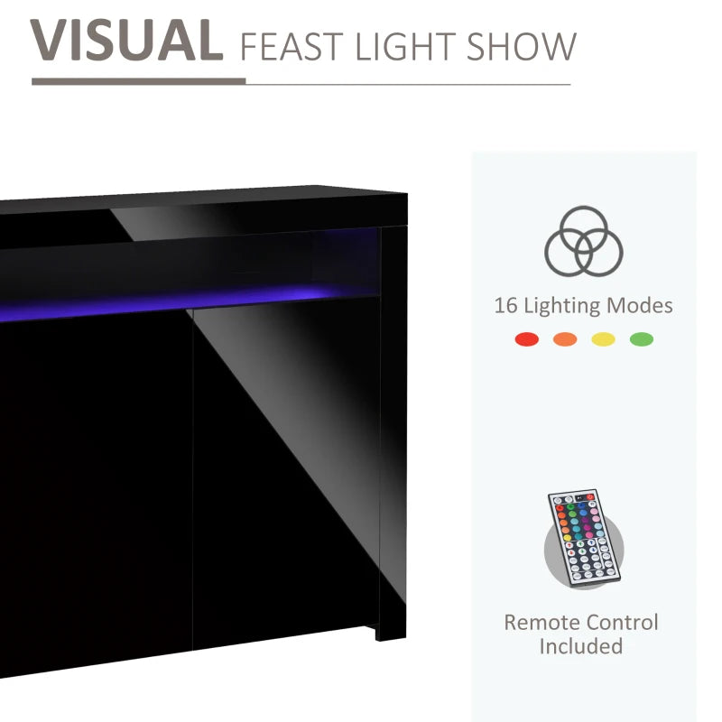 Black LED High Gloss Storage Cabinet with RGB Lighting