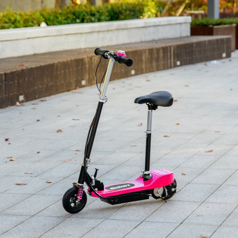 Pink Folding Electric Scooter with Warning Bell - 15km/h Speed, Ages 4-14