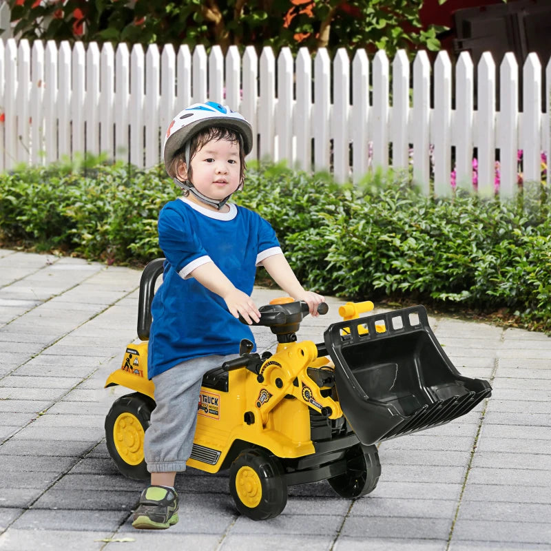 3-in-1 Yellow Ride-On Bulldozer Toy