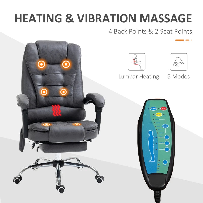 Dark Grey Heated Massage Office Chair with Footrest