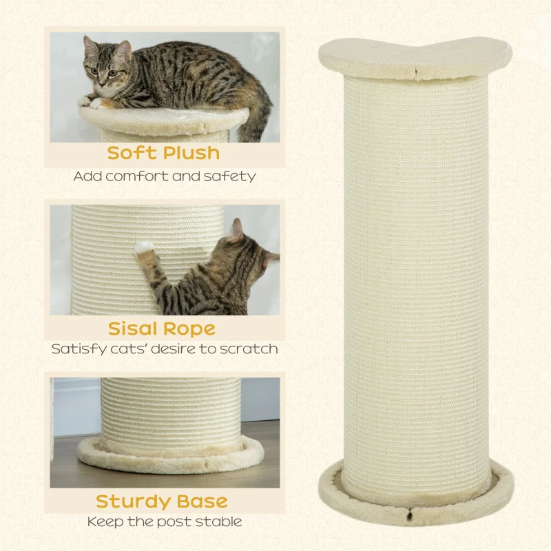 Beige 85cm Cat Scratching Post with Sisal Rope & Plush