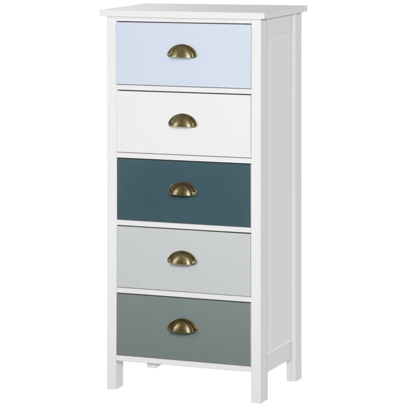 Blue 5-Drawer Slim Storage Cabinet Organizer