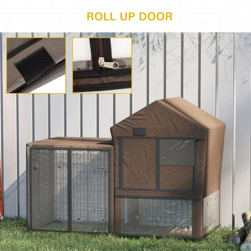 Brown Rabbit Hutch Cover, Water-Resistant Cage Protector for Small Pets