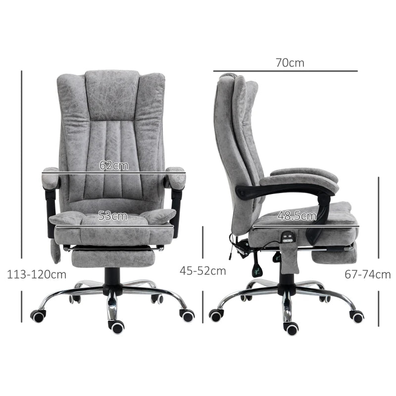 Grey Massage Office Chair with Heat & Footrest