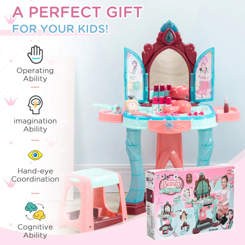 Magical Princess Dress-Up Set with Mirror, Light, and Sound - Pink/Blue