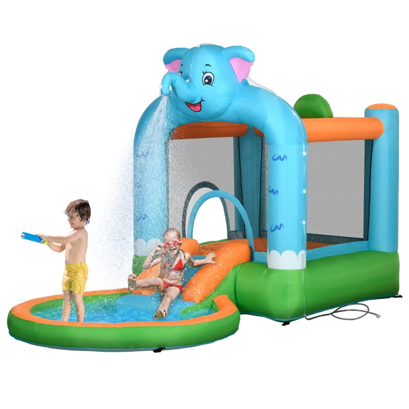 Multicoloured Elephant Water Park & Bouncy Castle for Kids 3-8