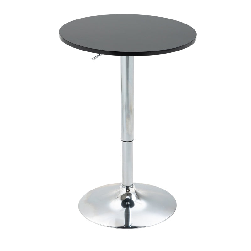 Black Round Height Adjustable Bar Table with Metal Base