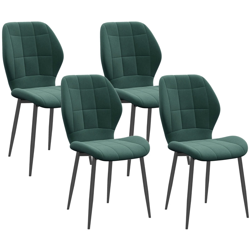 Set of 4 Green Flannel Tub Dining Chairs