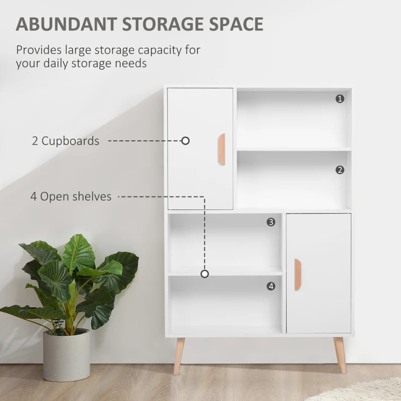 White Wooden Sideboard Bookcase with Two Doors