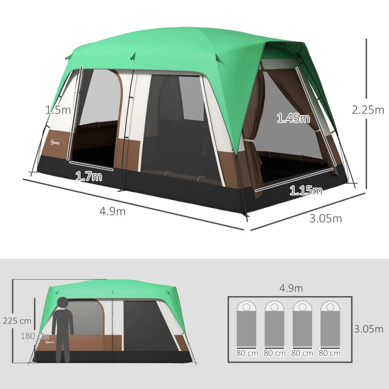 Green 7-Person Camping Tent with Rainfly & Accessories