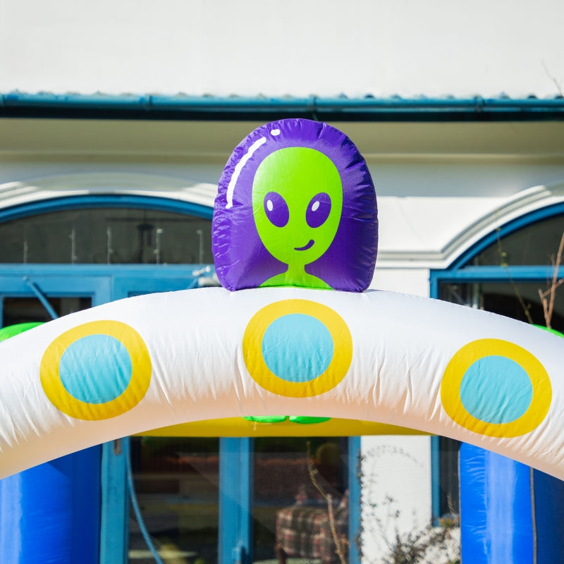 Alien-Style Kids Inflatable Bounce House Set - Green