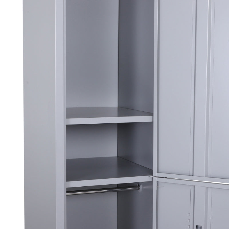 Grey Vertical Locker Cabinet Storage with Shelves - 38 x 46 x 180 cm