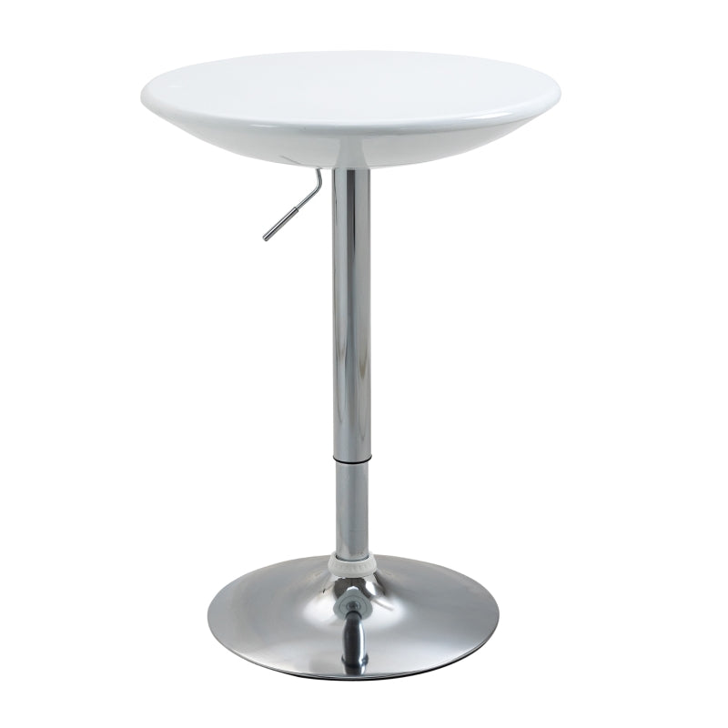White Adjustable Height Round Bar Table with Swivel Painted Top