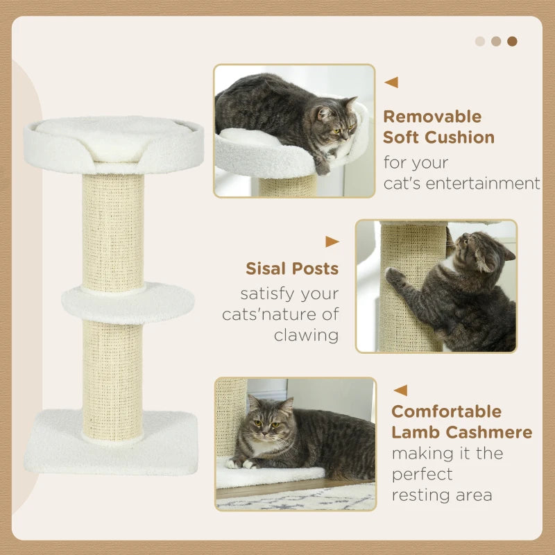 Cat Tree with Basket Cushion - Cream White