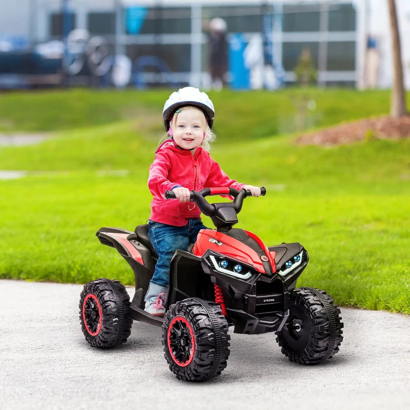 Red Kids 12V Ride-On Quad Bike with Music and Horn - Ages 3-5