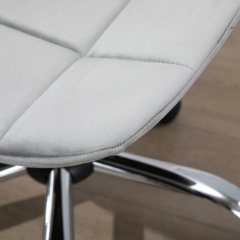 Grey Velvet Ergonomic Office Chair with Wheels