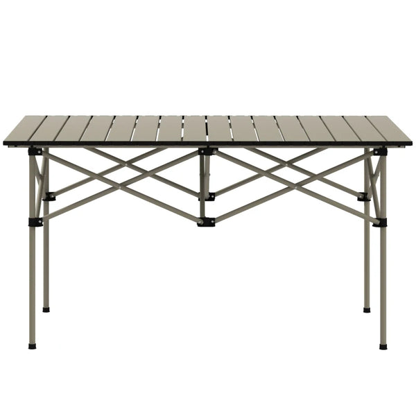 Portable Khaki Aluminium Two-Seater Table with Roll-Up Top
