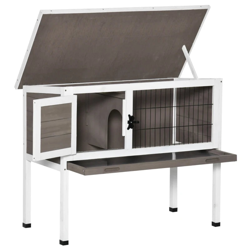 Brown Wooden Small Animal Hutch with Asphalt Roof 86 x 45 x 70 cm