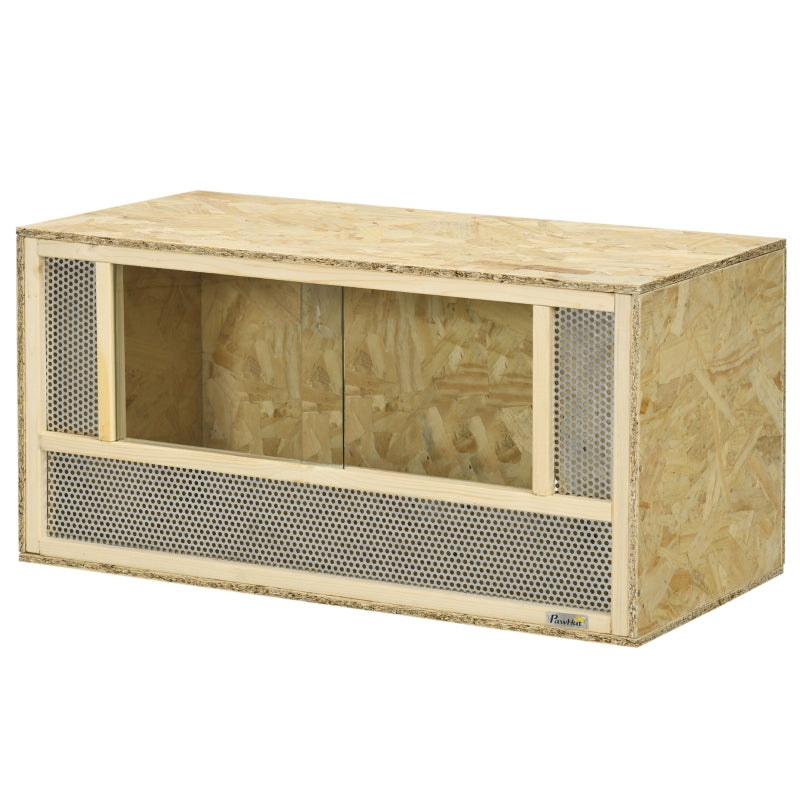 Mesh Reptile Terrarium Habitat, Sliding Doors, Climbing Pet Container, 80x40x40cm