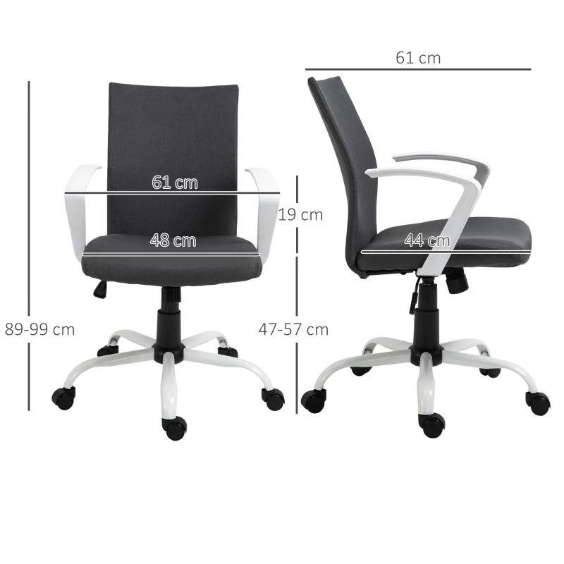 Dark Grey Swivel Task Chair with Armrests and Adjustable Height