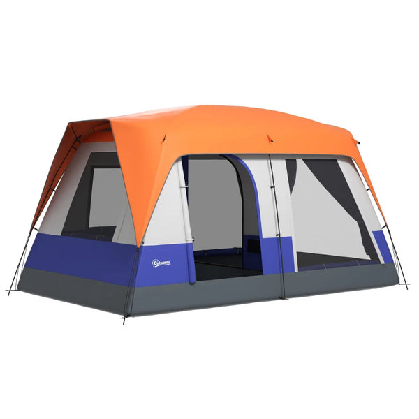 Orange 7-Person Camping Tent with Rainfly & Accessories