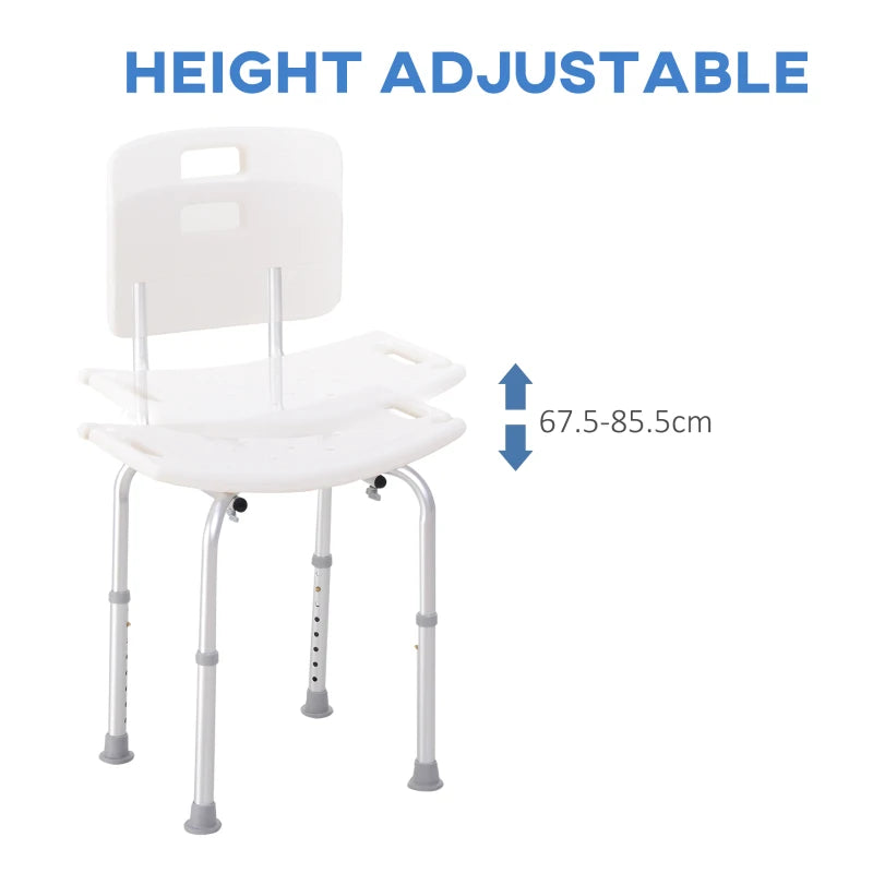 Adjustable White Bath Shower Stool for Elderly Safety