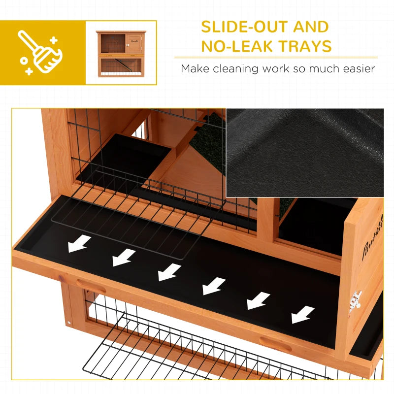 Orange Antiseptic Wood Rabbit Hutch with Run - 80cm