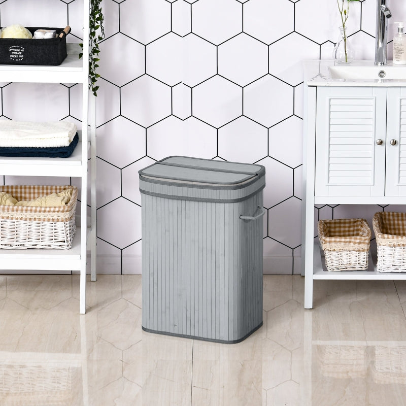 Grey 70L Laundry Basket with Flip Lid