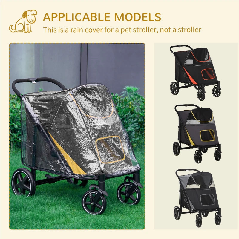 Foldable Pet Travel Stroller with Rain Cover - Grey