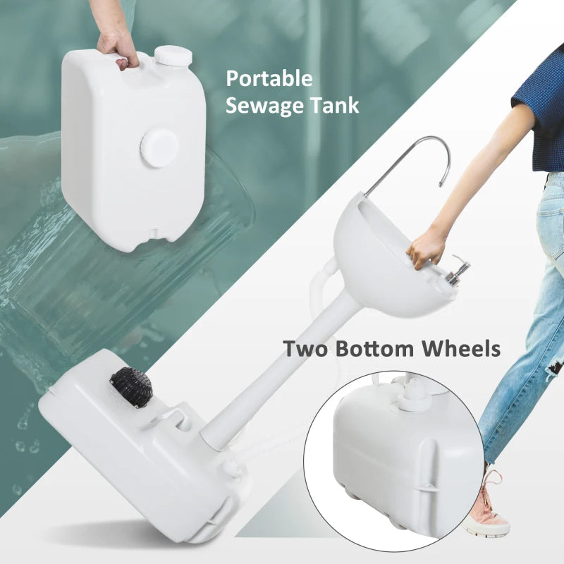 Portable Camping Toilet and Sink Set with Fresh and Waste Tanks - Outdoor Event Wastewater Recycler