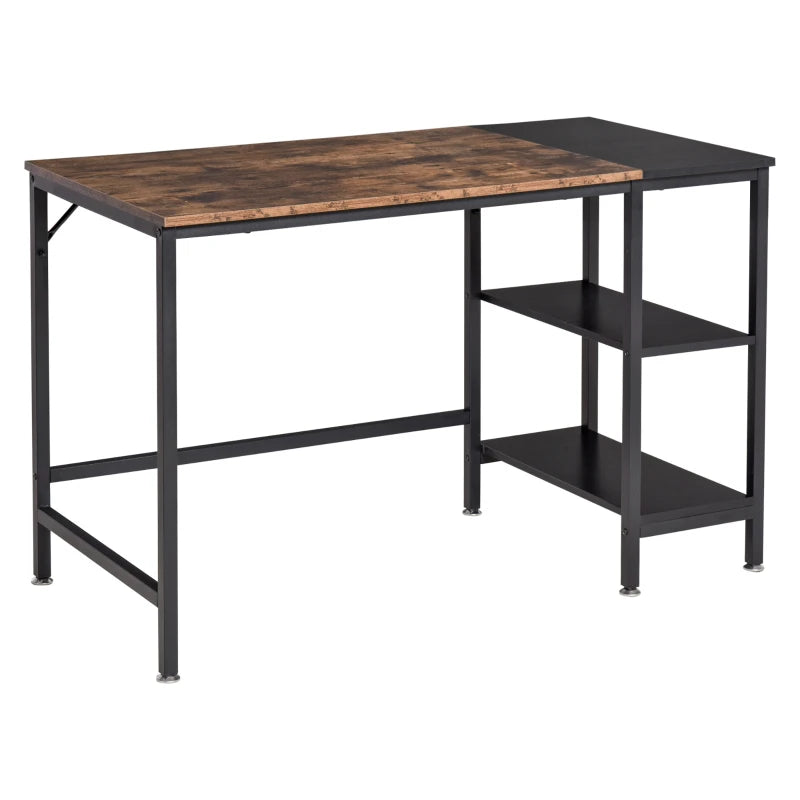 Modern Computer Desk with 2 Storage Shelves, Steel Frame - 120x60x76cm